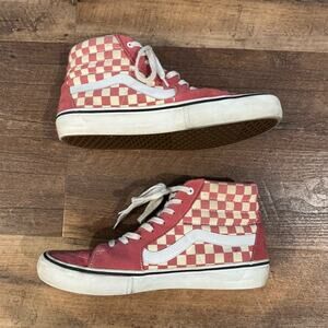 Vans Sk8-Hi Pro Men's Skate Shoes Pink Checkerboard High Top 11.5 Padded Collar